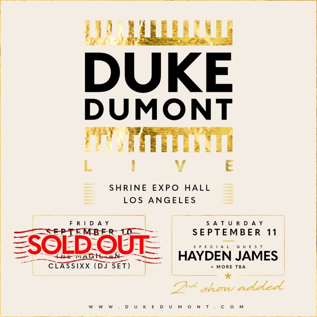 Duke Dumont Announces Return To Los Angeles With Second Show” />  