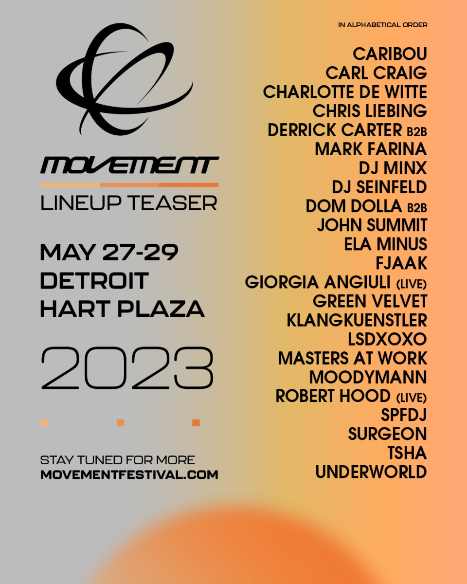 Charlotte de Witte and Underworld will headline the 2023 Movement Electronic Music Festival in Detroit.