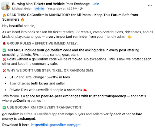 Burners Turn to Anti-Scam App goConfirm to Avoid Fees and Fraud