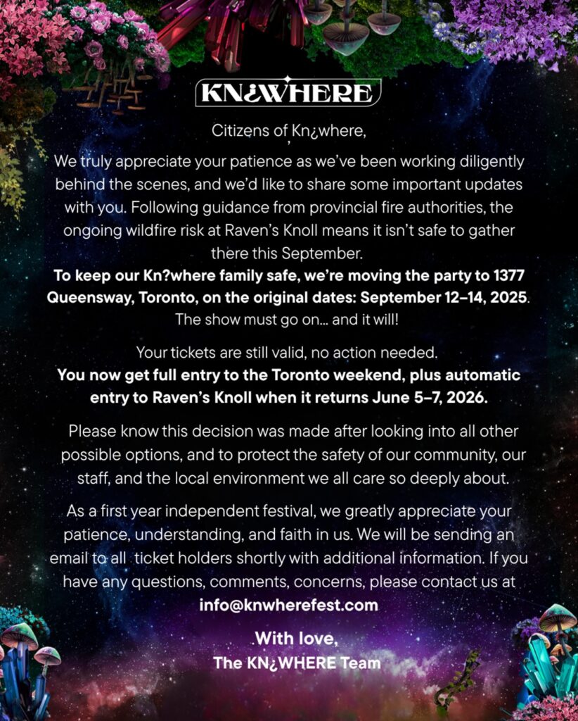 KN¿where Festival Postpones Edition at Raven’s Knoll, Moves to Toronto