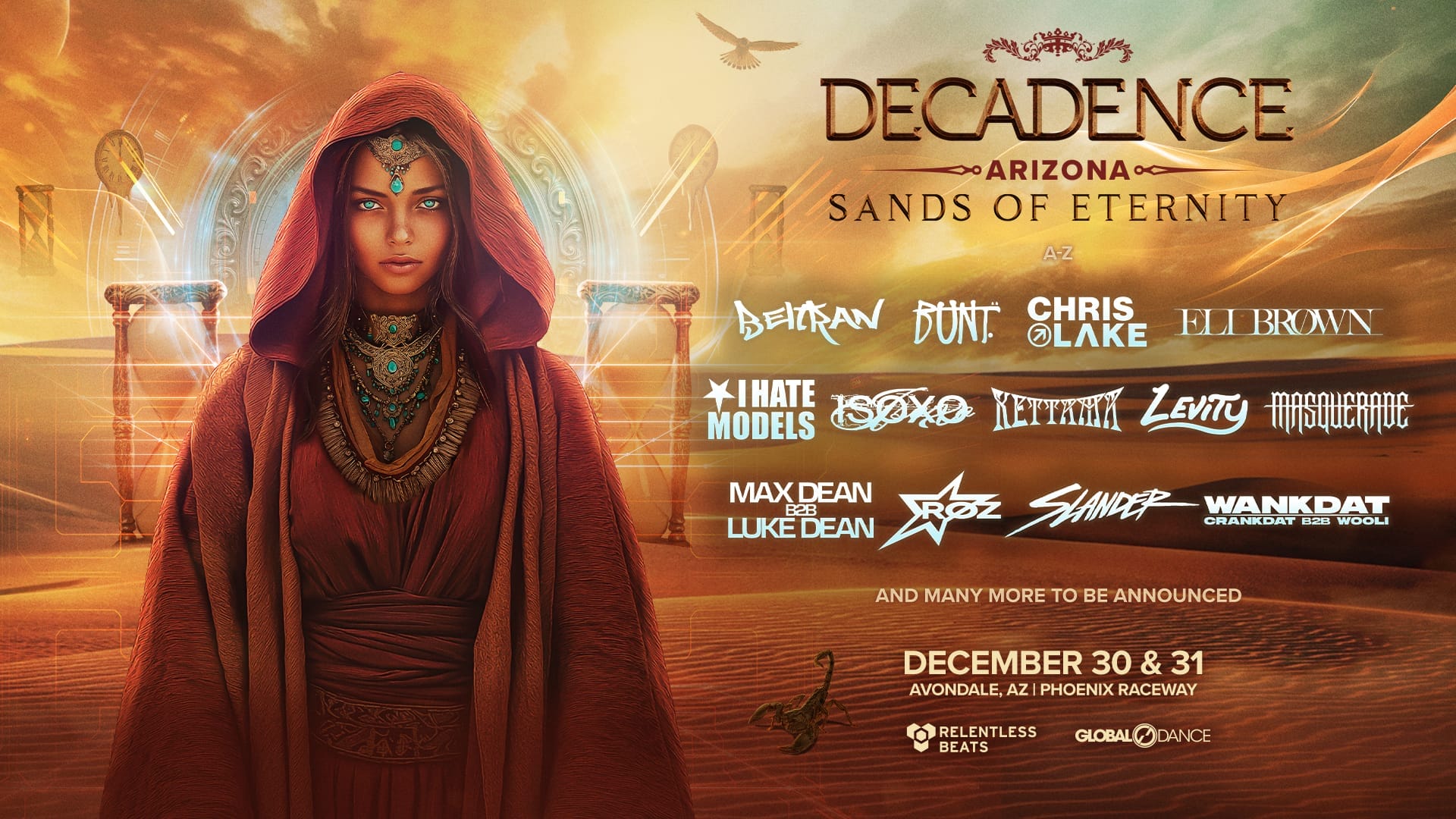 Decadence Arizona Unveils Massive Phase One Lineup for 2026 'Sands of Eternity' New Year's Festival