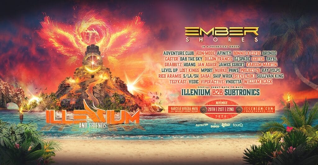 ILLENIUM Unveils Massive Ember Shores 2026 Lineup Featuring First-Ever B2B With Subtronics